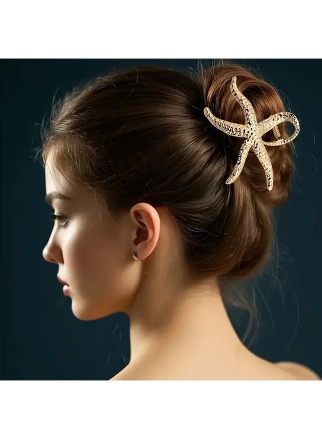 Silver Large Metal Hair Clip Bohemian Starfish Fashion Women Accessory Daily Wear - Image 3